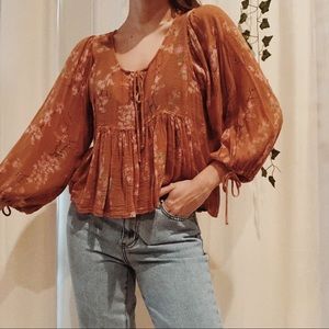 Rust Orange Boho Top